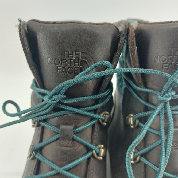 The North Face Women’s Size 6 Dark Brown Leather Knit Top Combat Boots - Picture 4 of 7